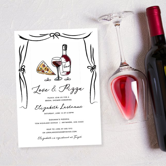 Invitación Amor retro y ducha de novias con pizza (Subido por el creador)