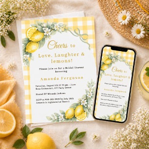 Invitación Amor risas limón gingham lazo Despedida de soltera