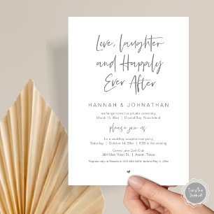 Invitación Amor, risas, negro, Fiesta de Elopement Boda