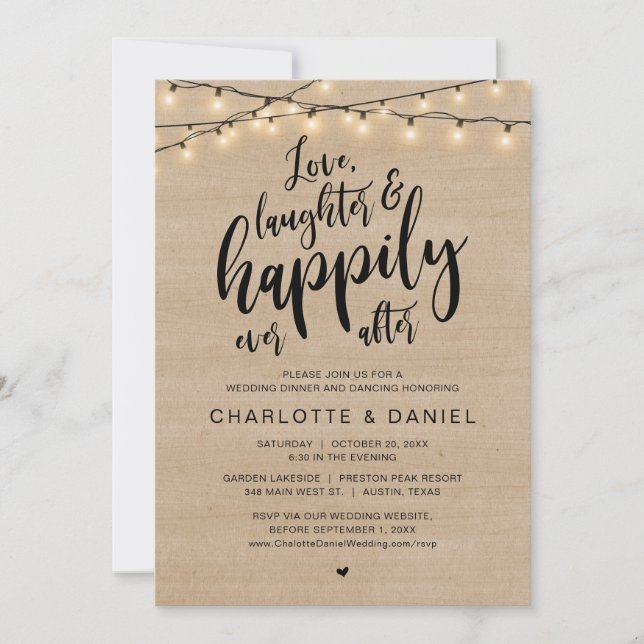Invitación Amor, risas y felicidad después, Boda (Anverso)