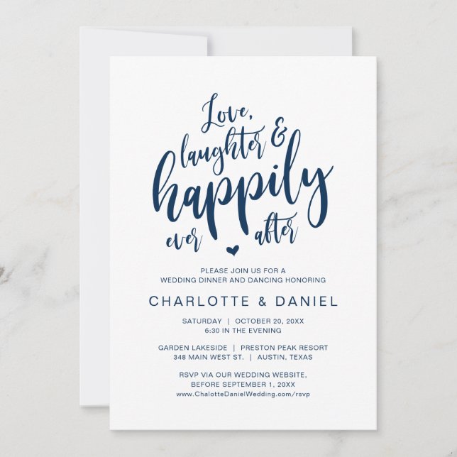 Invitación Amor, risas y felicidad después, Boda (Anverso)
