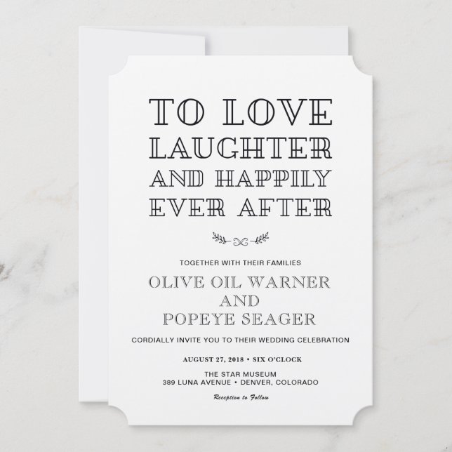 Invitación Amor, risas y felicidad siempre después del Boda (Anverso)