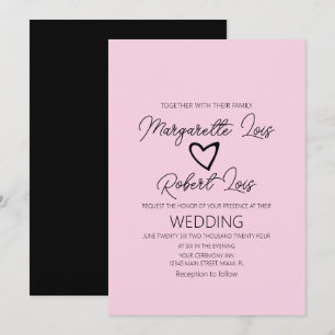 Invitación Amor Romántico Corazón Rosa Negro
