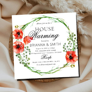 Invitación Amor romántico Crown Red Poppy Calentamiento de la