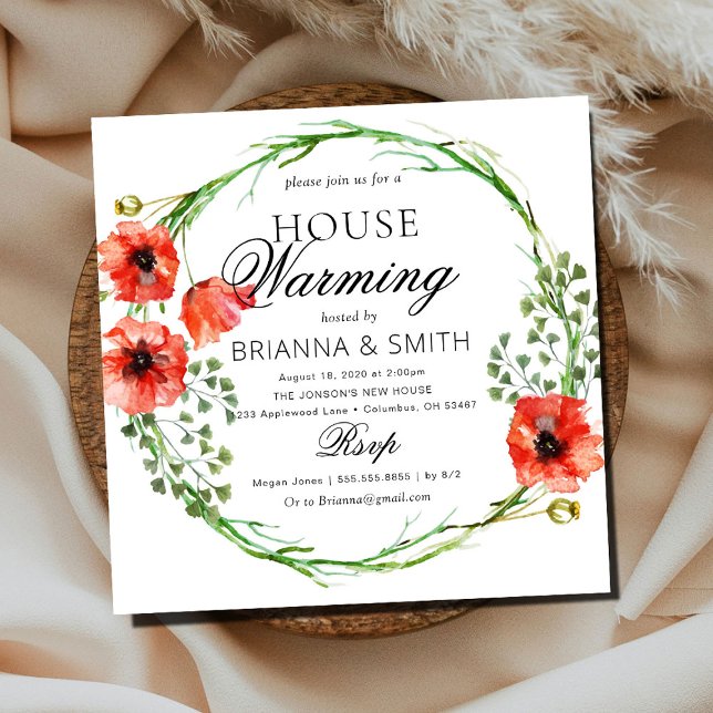 Invitación Amor romántico Crown Red Poppy Calentamiento de la (Subido por el creador)