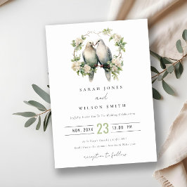 Invitación Amor romántico lindo Boda de guirnaldas botánicas