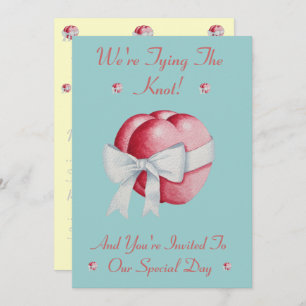 Invitación amor romántico rojo corazón arco blanco boda