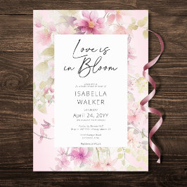Invitación Amor Rosa Romántico En Ducha De Novias Florales En