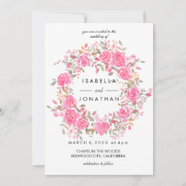 Invitación Amor rosa | Rosas de acuarela boda de guirnaldas