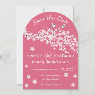 Invitación Amor rosa Vintage Bird Cherry Blossom