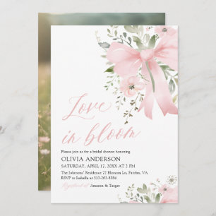 Invitación Amor rosado moderno en ducha de novias floral con