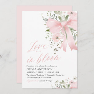 Invitación Amor rosado moderno en ducha de novias floral con