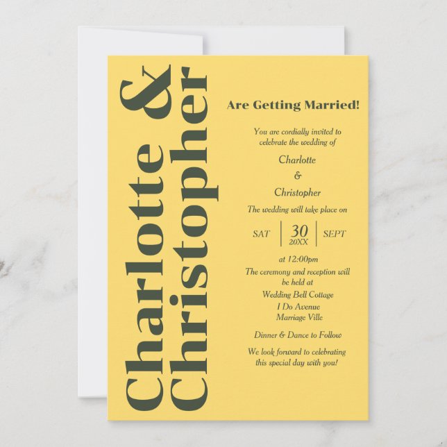 Invitación Amor rubio - Sunshine Amarillo moderno (Anverso)