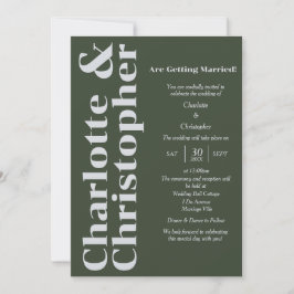 Invitación Amor rubio - Verde oscuro y moderno gris