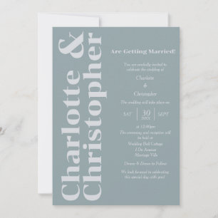 Invitación Amor ruboroso - Azul y Gris Dusty Moderno