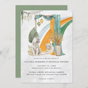 Invitación Amor salvaje   Boho Macrame Tiger Greenery Boda