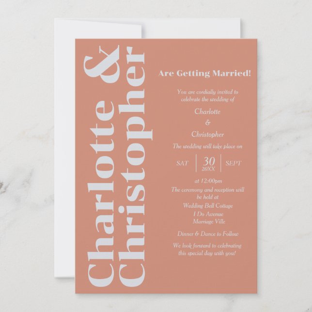 Invitación Amor sonrojado - Moderno rosa y gris (Anverso)