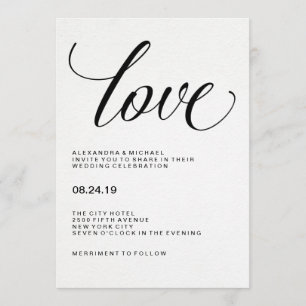Invitación Amor   Tipografía Boda sobre papel acuarela