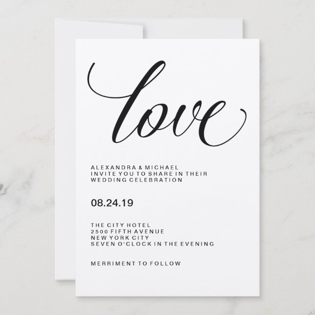 Invitación Amor| Tipografía Boda sobre papel Kraft (Anverso)