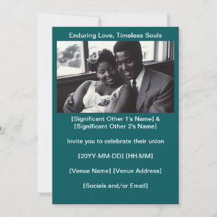 Invitación Amor Verde azulado profundo por los Bodas negros d