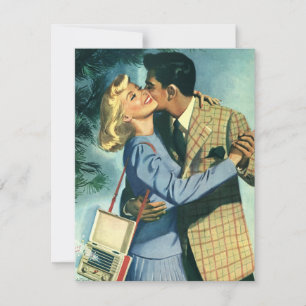 Invitación Amor vintage en romance, Navidades invitan a baila