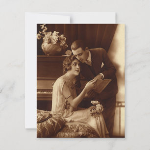Invitación Amor Vintage, Romance, Romántico, Guarde la Fecha