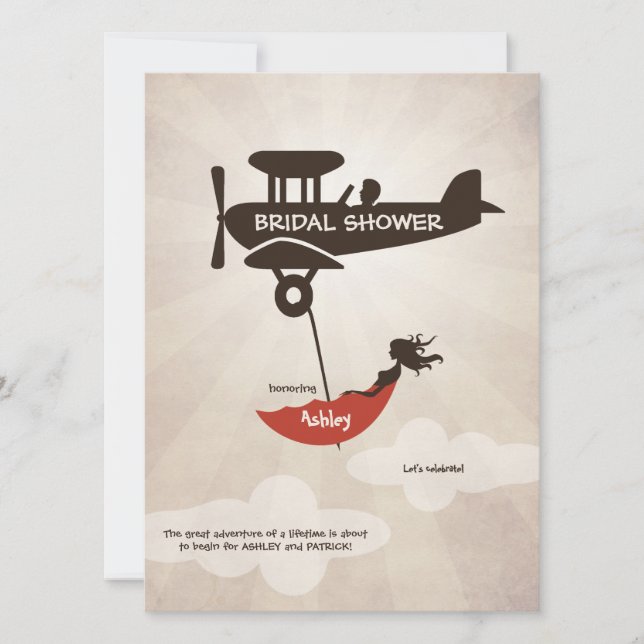 Invitación AMOR VUELO Ducha Nupcial (Anverso)
