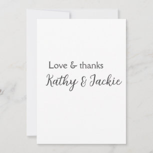 Invitación Amor y agradecimiento pareja nombre boda simple mí