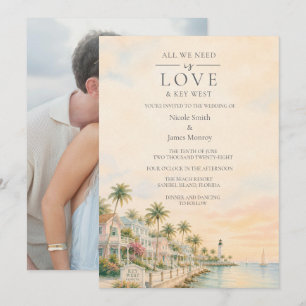 Invitación Amor y destino de boda de fotos en Key West