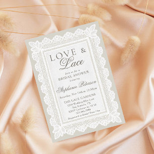 Invitación Amor y Encaje Desayuno Nupcial Vintage Marfil