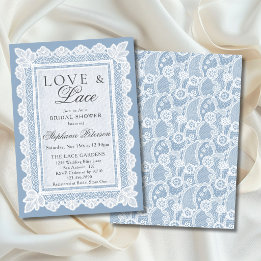 Invitación Amor y Encaje Despedida de Soltera Vintage Azul