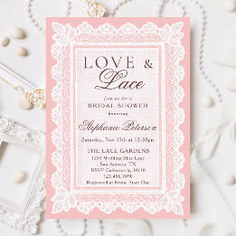 Invitación Amor y Encaje Despedida de Soltera Vintage Rosa