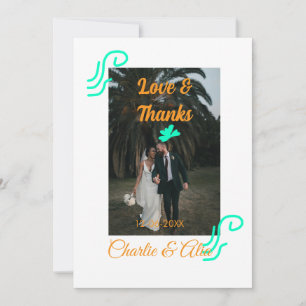 Invitación Amor y gracias boda pareja foto moderna add oran