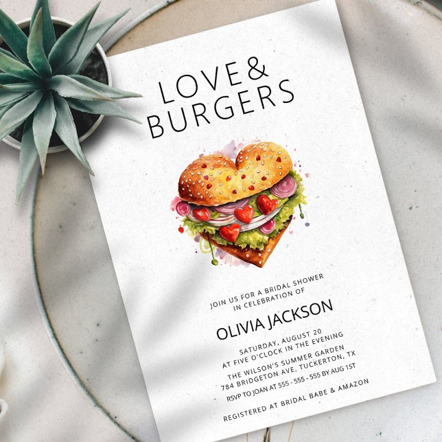 Invitación Amor y hamburguesas divertidas ducha de novia mode (Subido por el creador)