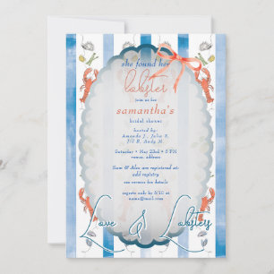 Invitación Amor y langosta Coquette Bow Boda Bridal Shower