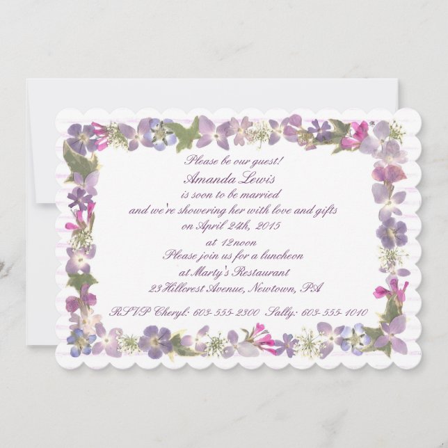 Invitación Amor y lavanda (Anverso)