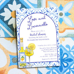 Invitación Amor y Limoncello Bridal Shower de Cóctel Italiano
