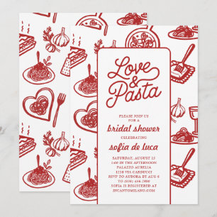 Invitación Amor y Pasta Despedida de Soltera Italiana