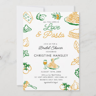 Invitación Amor y pasta dibujado a mano Despedida de soltera