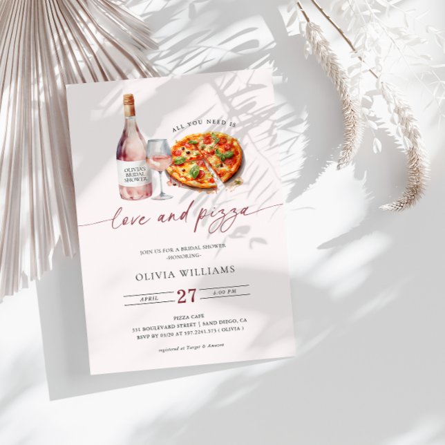 Invitación Amor Y Pizza Bridal Shower Wine (Subido por el creador)