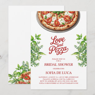 Invitación Amor y pizza, ducha de novias italiana