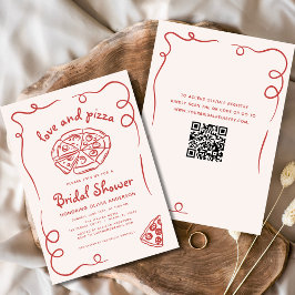 Invitación Amor y pizza, mano italiana, ducha de novia roja d