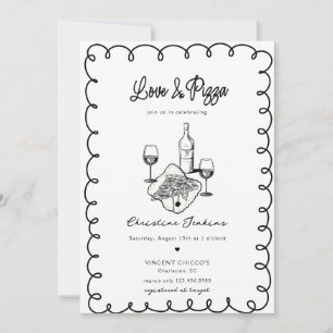 Invitación Amor y pizza   Whimsical Bridal Shower