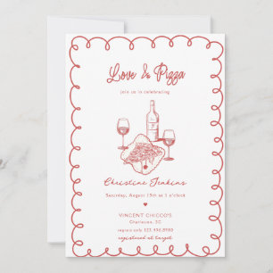 Invitación Amor y pizza   Whimsical Bridal Shower