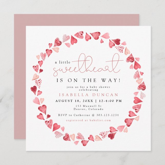 Invitación AMORE Little Squerido Valentday Baby Shower (Anverso / Reverso)