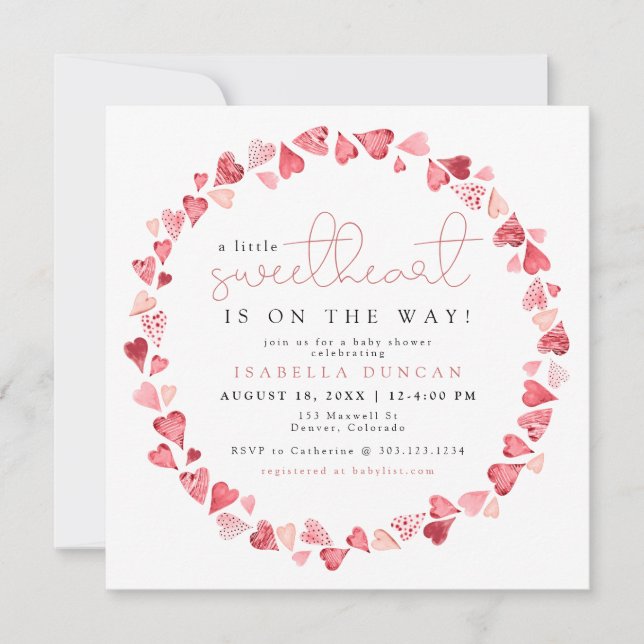 Invitación AMORE Little Squerido Valentday Baby Shower (Anverso)