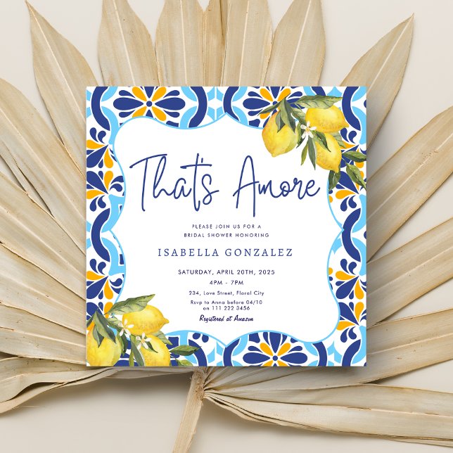 Invitación Amore Mediterranean Majolica Tiles Bridal Shower (Amore Mediterranean Majolica Tiles Bridal Shower Invitation)