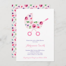 Invitación Amortiguador Rosa Para Chica Floral Baby Shower