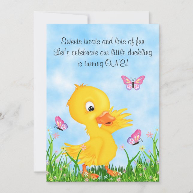 Invitación Amortiguamiento amarillo y mariposas lindo primer  (Anverso)