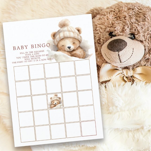 Invitación Amortiguar juego de bingo Baby Shower Bear (Subido por el creador)